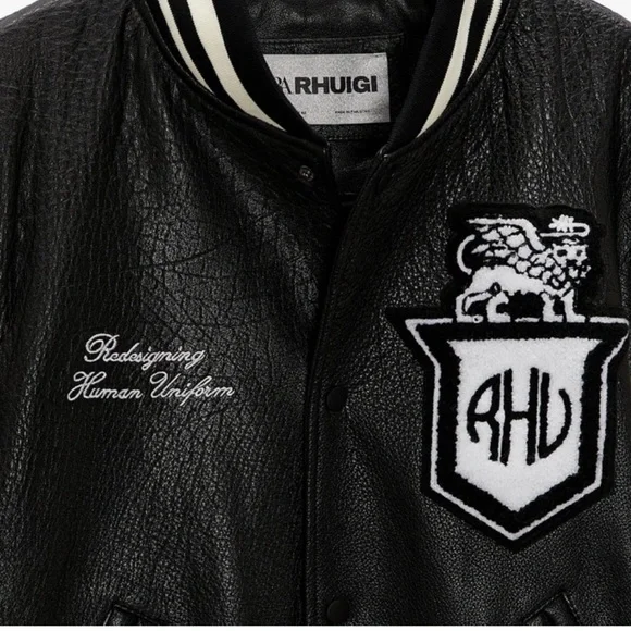 【ZARA×RHUIGI】LEATHER STADIUM JACKET zara x Rhuigi jacket mens medium sheep leather bomber